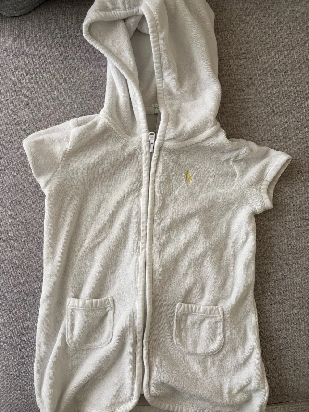 Ralph Lauren Terry Swim Bundle - Hooded Zip Coverup & Yellow Gingham Baby Romper